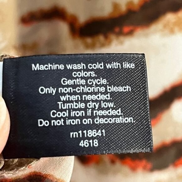 Lane Bryant Top Women 18 Brown Animal Print Tassel Sheer Safari Neutral Resort - Picture 12 of 12